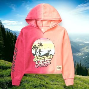 Girls Justice X Stranger Things Pink Sweatshirt  Surf Hoodie Youth Girl XL 16/18